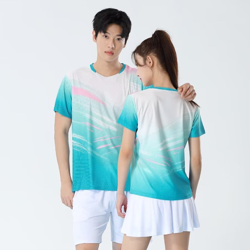 Badminton Jersey - เสื้อยืดเทเบิลเทนนิสแบบยูนิเซ็กซ์ ระบายอากาศได้ดี เหมาะสำหรับกีฬาแบดมินตัน เสื้อกีฬาแห้งเร็วสำหรับผู้ชายและผู้หญิง เหมาะสำหรับการเล่นปิงปอง