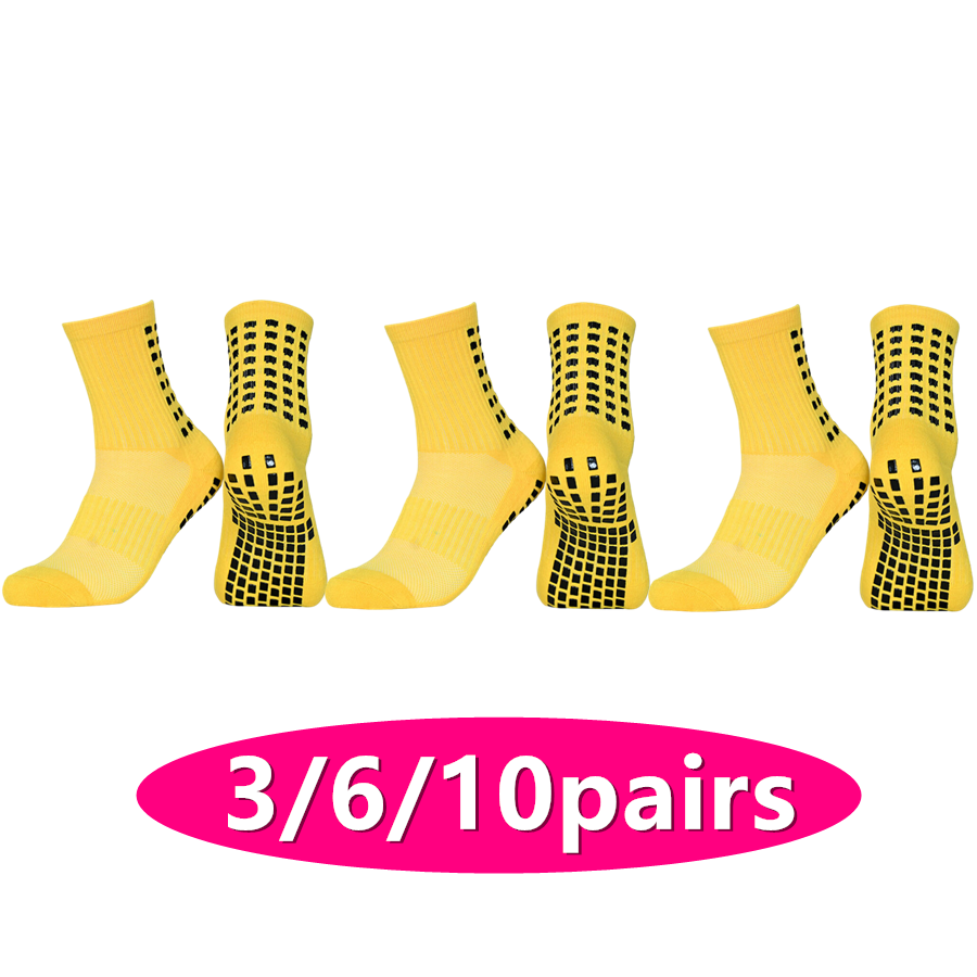 Sports Grip - 3/6/10 คู่ ถุงเท้ากีฬาแบบไม่ลื่นสำหรับทุกเพศ ถุงเท้าปั่นจักรยาน ถุงเท้าวิ่ง พื้นผ้าขนหนู