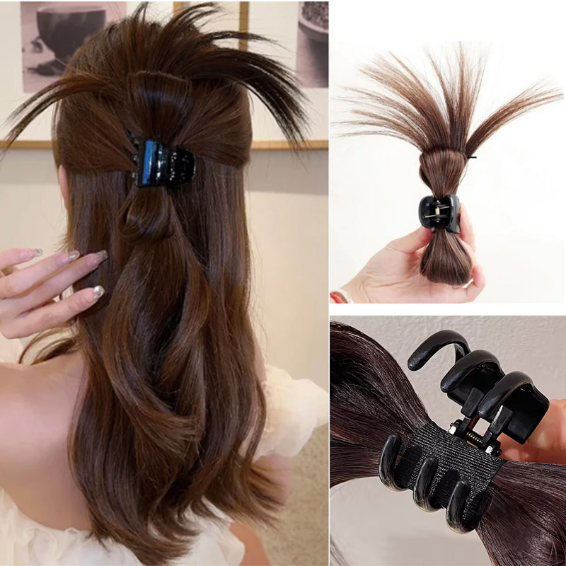 Feather Shuttlecock - ผู้หญิงสังเคราะห์ครึ่งผม Claw Feather ลูกขนไก่ขี้เกียจหัวคลิปวิกผมจับคลิปผมหางม้าสูงอุปกรณ์เสริมผม