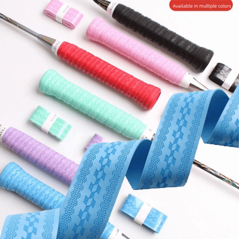 Badminton Materi - ที่พันด้ามจับไม้แบดมินตันแบบนูนลาย PU ดูดซับเหงื่อ ทนทานต่อการสึกหรอ หลากสี